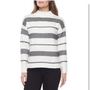 Liz Claiborne Knit Sweater Long Sleeve Mock Neck Black and Cream NWT Size PXL